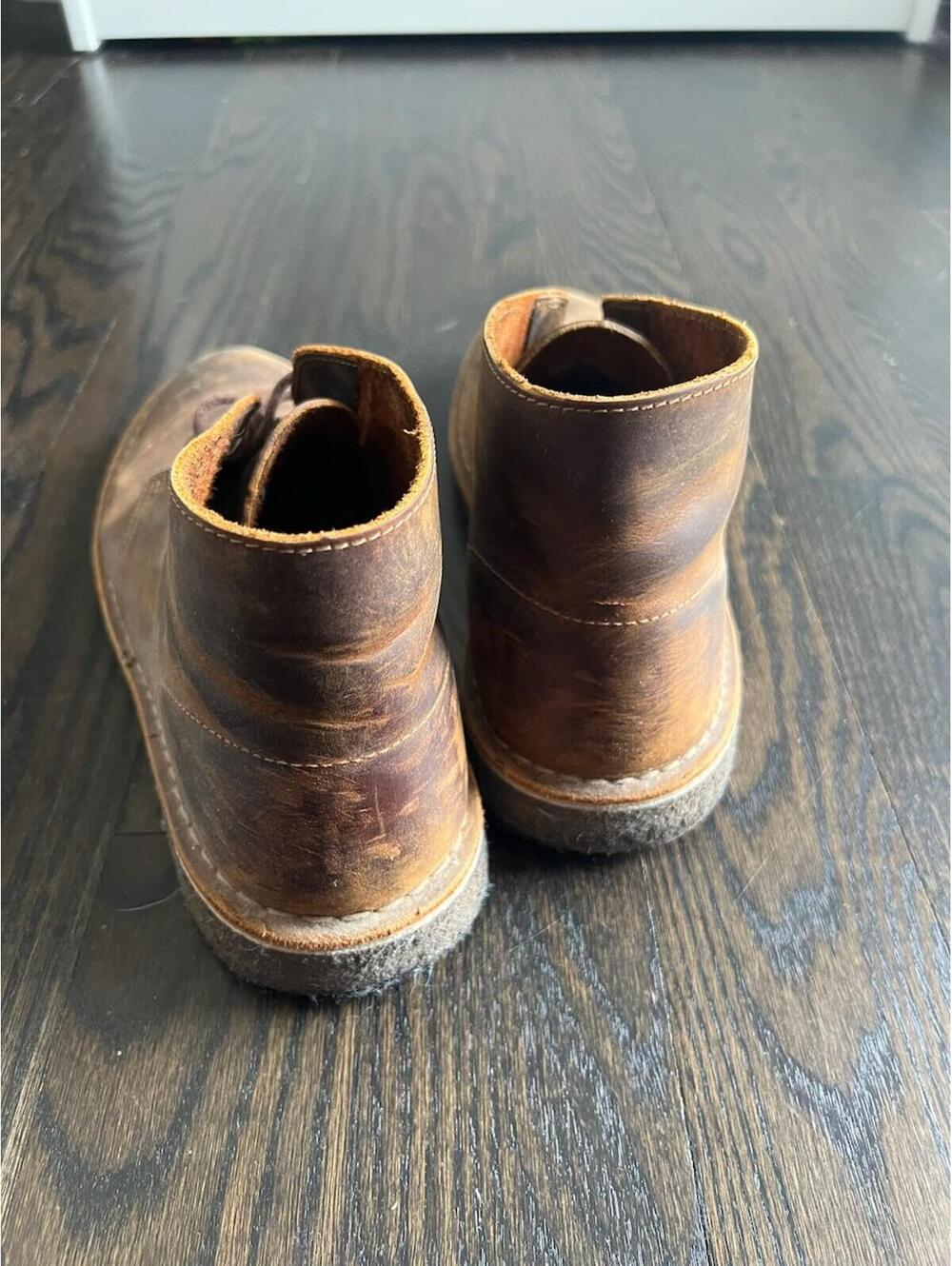 Clarks Brown Leather Lace-Up Desert Boots Mens US 10 - Picture 6 of 9